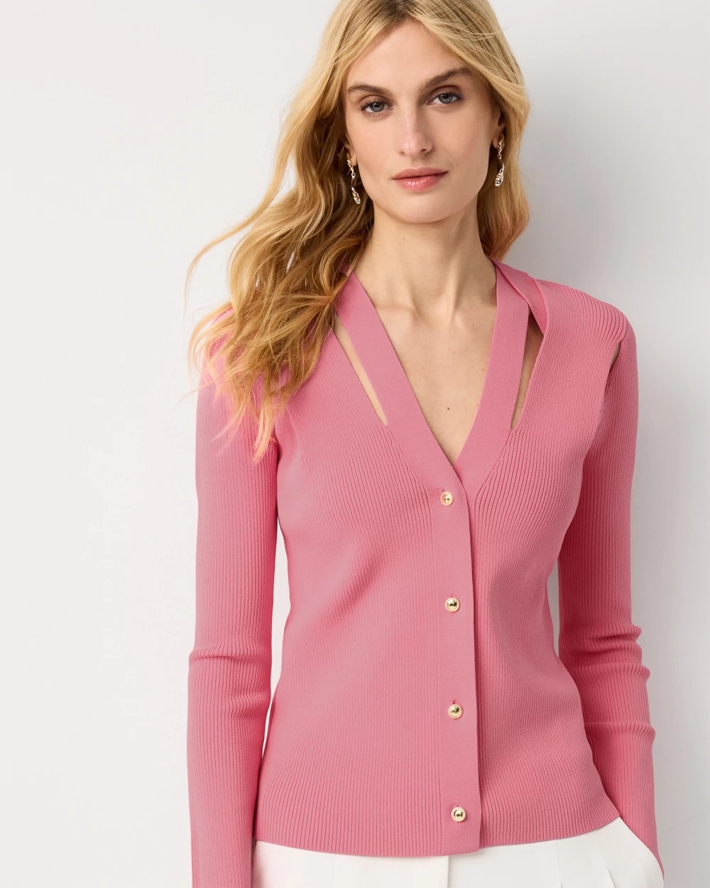 Crisscross Button Front Cardigan | White House Black Market